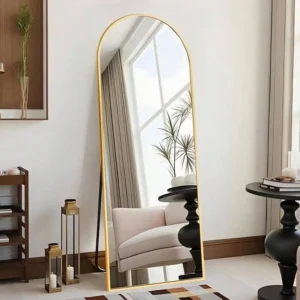 Arched Full Length Mirror Floor Mirror Wall Mounted Gold 59x16.2 Inch