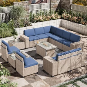 13 Pieces Patio Furniture Set,Outdoor Sectional Wicker