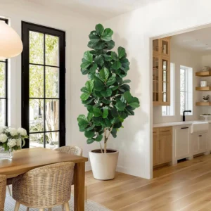 Fiddle Leaf Fig Tree Artificial with Leaves, Realistic Faux Ficus