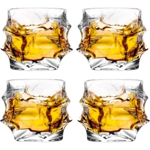 12 oz Hand Blown Crystal Whiskey Glasses Set of 4