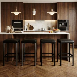 Counter Height Bar Stools Set With PU Leather Seat